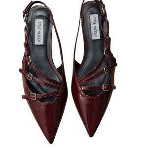 Steve Madden Peony Strappy Pointed-Toe Slingback Flats size 8M low kitten heel